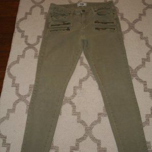 Paige Indio Zip skinny jeans in light army green